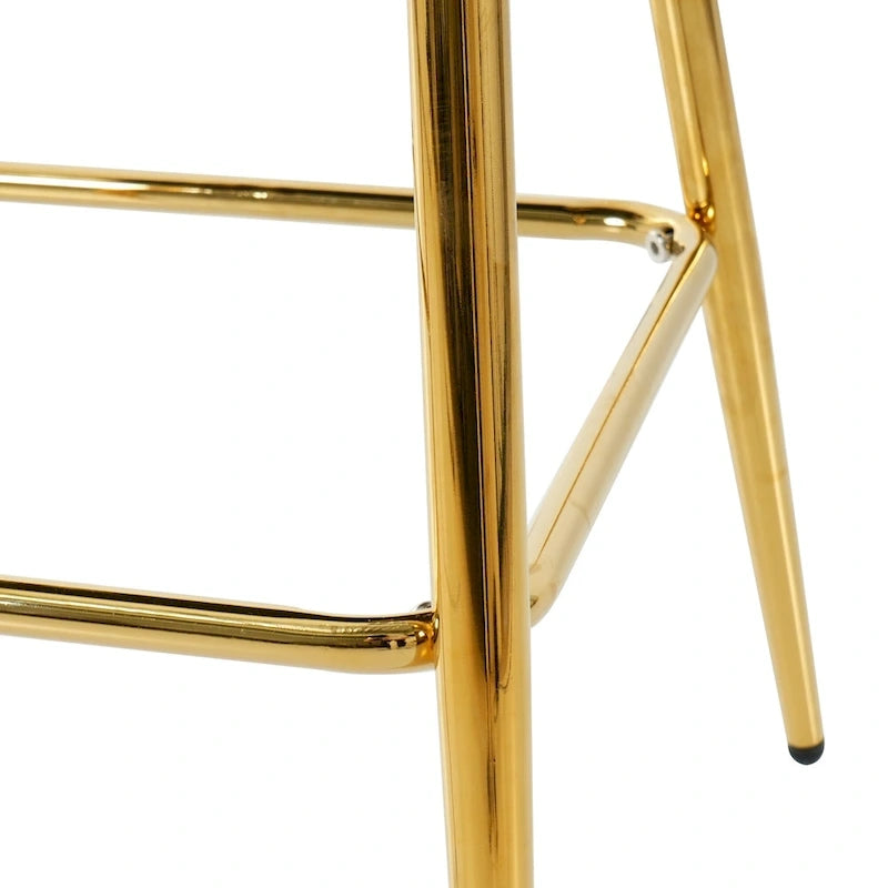 Tabourets de bar en velours motif coquillage, lot de 2, chaises hauteur comptoir avec pieds en métal, chaises d'îlot de cuisine rembourrées avec repose-pieds