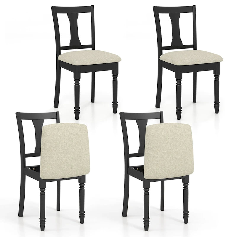 Ensemble de 4 chaises de salle à manger en bois rembourrées avec espace de rangement sous l'assise
