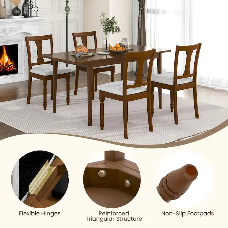 Ensemble de 4 chaises de salle à manger en bois rembourrées avec espace de rangement sous l'assise