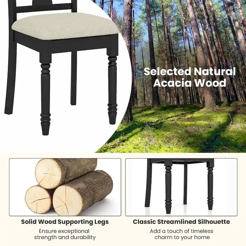 Ensemble de 4 chaises de salle à manger en bois rembourrées avec espace de rangement sous l'assise