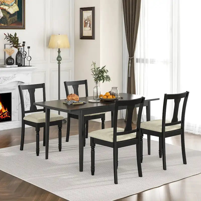 Ensemble de 4 chaises de salle à manger en bois rembourrées avec espace de rangement sous l'assise