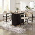 Ensemble de salle à manger moderne Christopher Knight Home Iwinie 5 pièces avec table piédestal en bois et tabourets de comptoir rembourrés en métal