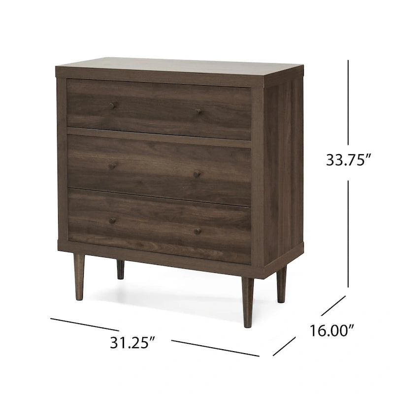 Commode moderne du milieu du siècle à 3 tiroirs