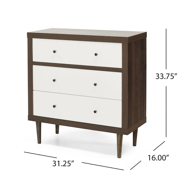 Commode moderne du milieu du siècle à 3 tiroirs