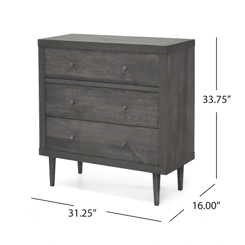Commode moderne du milieu du siècle à 3 tiroirs