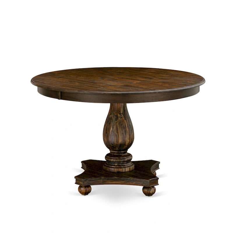 Table de salle à manger moderne - Plateau de table de cuisine rond avec pied central, 122x122 cm, (Options de finition)
