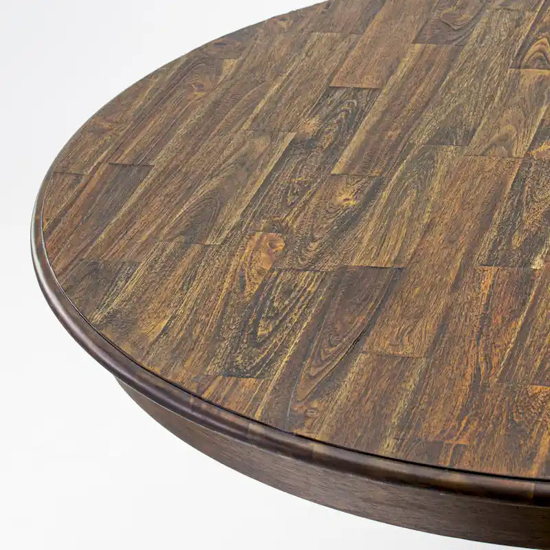 Table de salle à manger moderne - Plateau de table de cuisine rond avec pied central, 122x122 cm, (Options de finition)