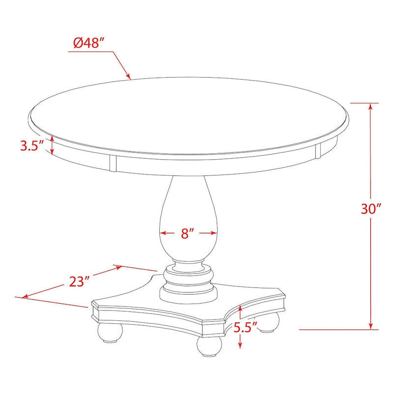 Table de salle à manger moderne - Plateau de table de cuisine rond avec pied central, 122x122 cm, (Options de finition)