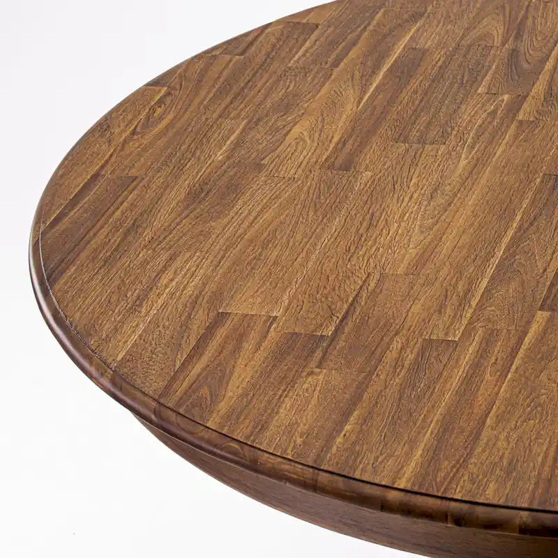 Table de salle à manger moderne - Plateau de table de cuisine rond avec pied central, 122x122 cm, (Options de finition)