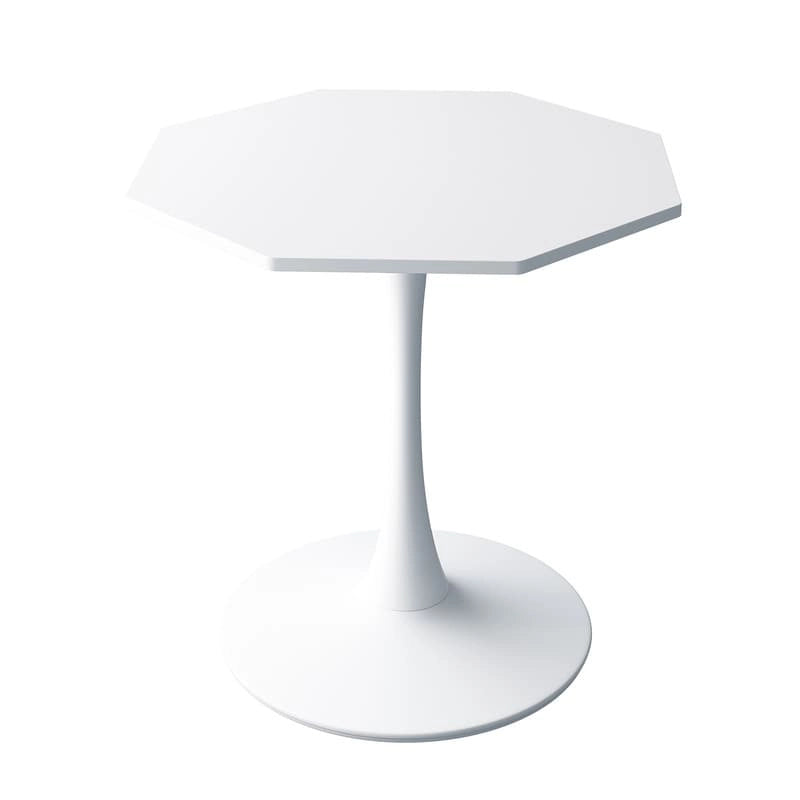 Table à manger octogonale style minimaliste moderne 80 cm avec plateau en MDF et base piédestal en métal, petite table de bar tulipe