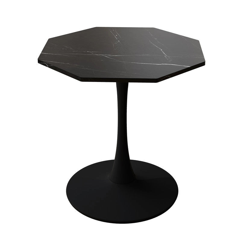 Table à manger octogonale style minimaliste moderne 80 cm avec plateau en MDF et base piédestal en métal, petite table de bar tulipe