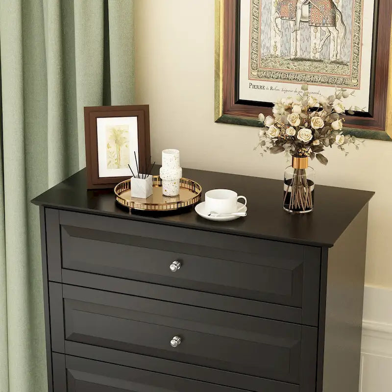 Table de chevet, commode à 5 tiroirs, armoire de rangement haute