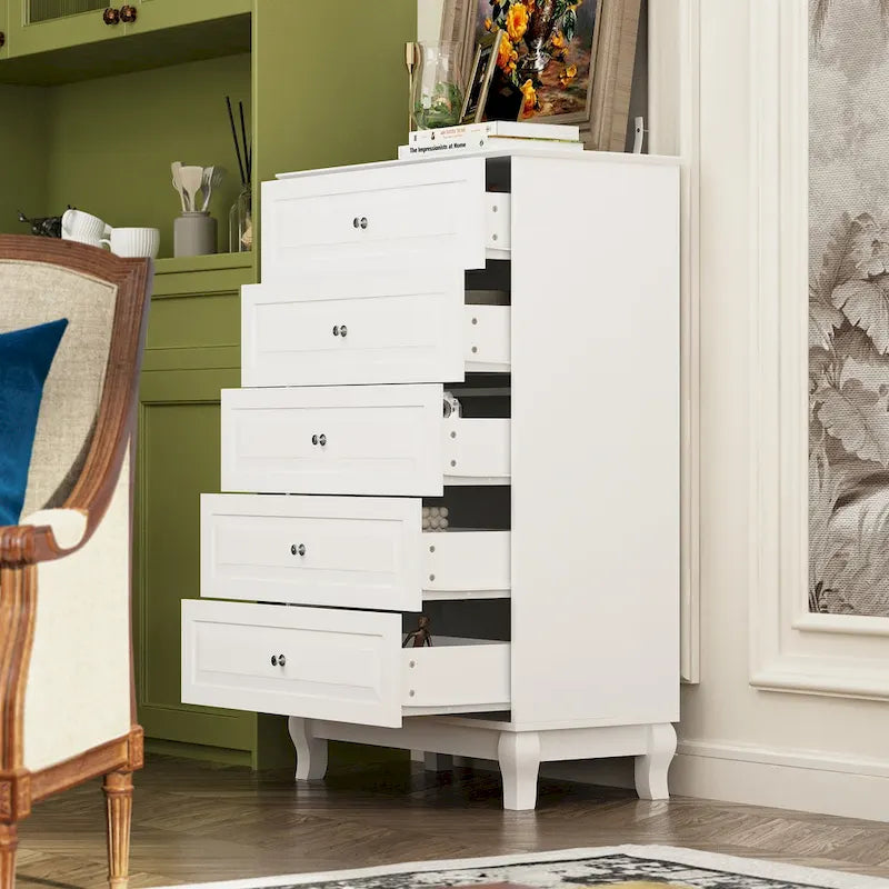 Table de chevet, commode à 5 tiroirs, armoire de rangement haute
