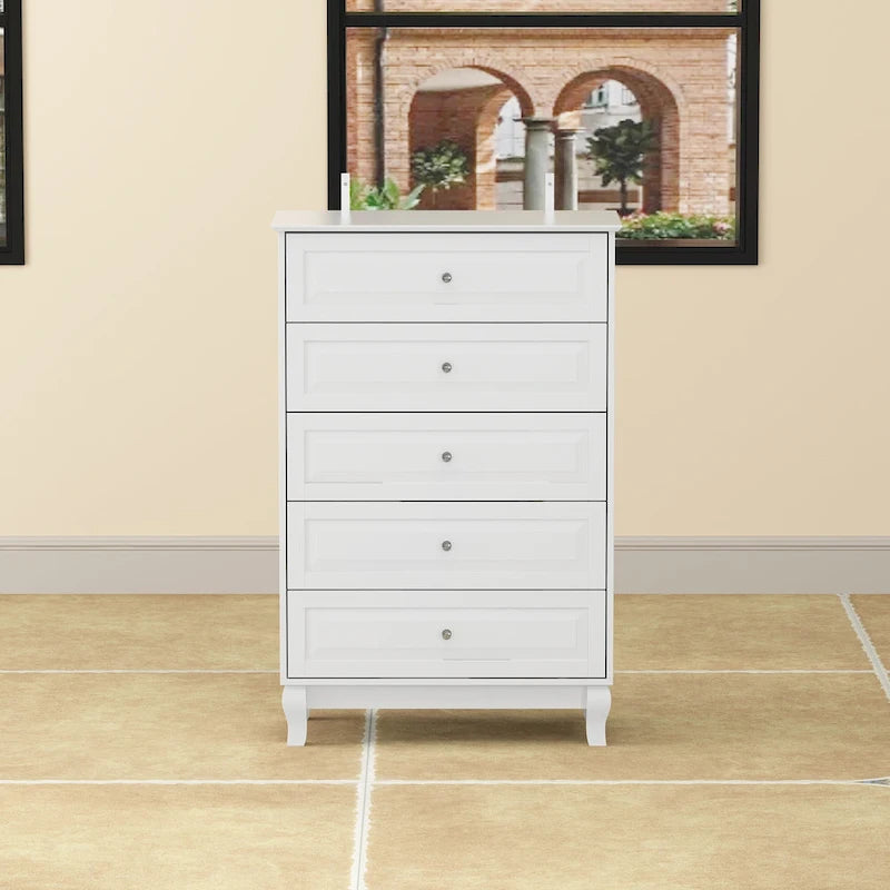 Table de chevet, commode à 5 tiroirs, armoire de rangement haute