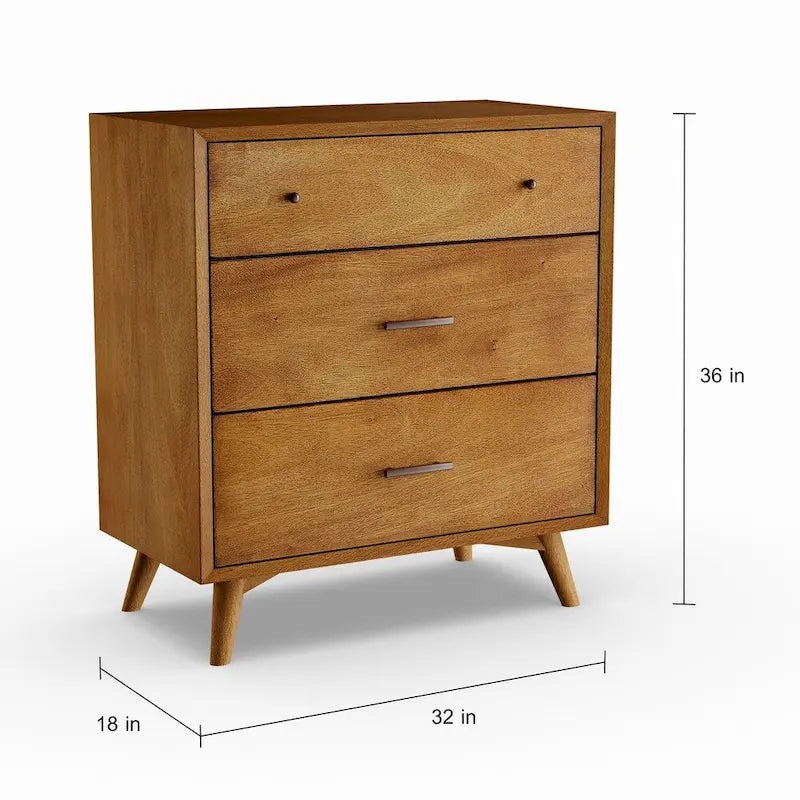 Petite commode en bois à 3 tiroirs, esprit Mid-century