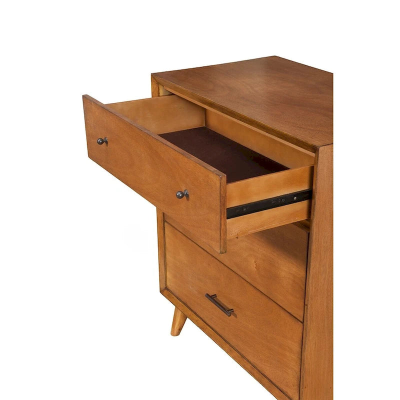 Petite commode en bois à 3 tiroirs, esprit Mid-century