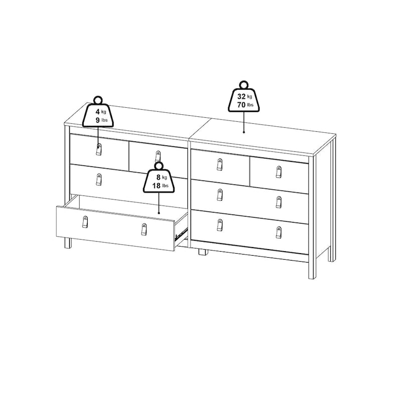 Commode double à 8 tiroirs