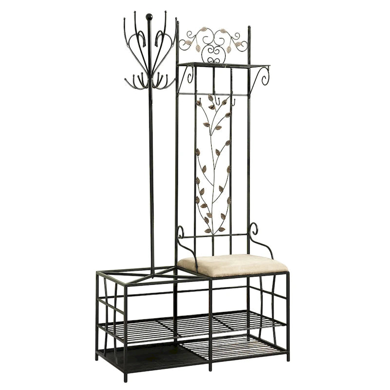 Porte-manteau et banc avec rangement