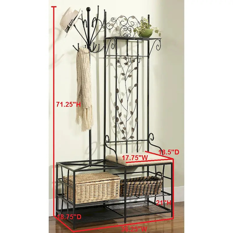 Porte-manteau et banc avec rangement