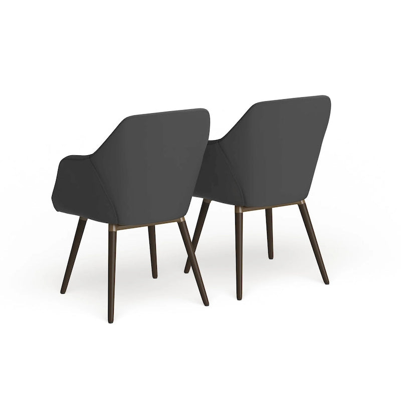 Ensemble de 2 fauteuils gris en similicuir avec pieds en hêtre