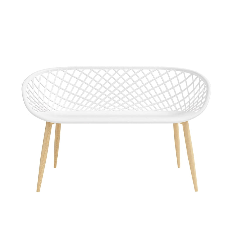 Banc intérieur/extérieur, blanc/naturel, résistant aux intempéries