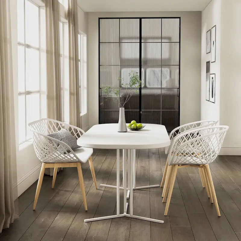 Banc intérieur/extérieur, blanc/naturel, résistant aux intempéries