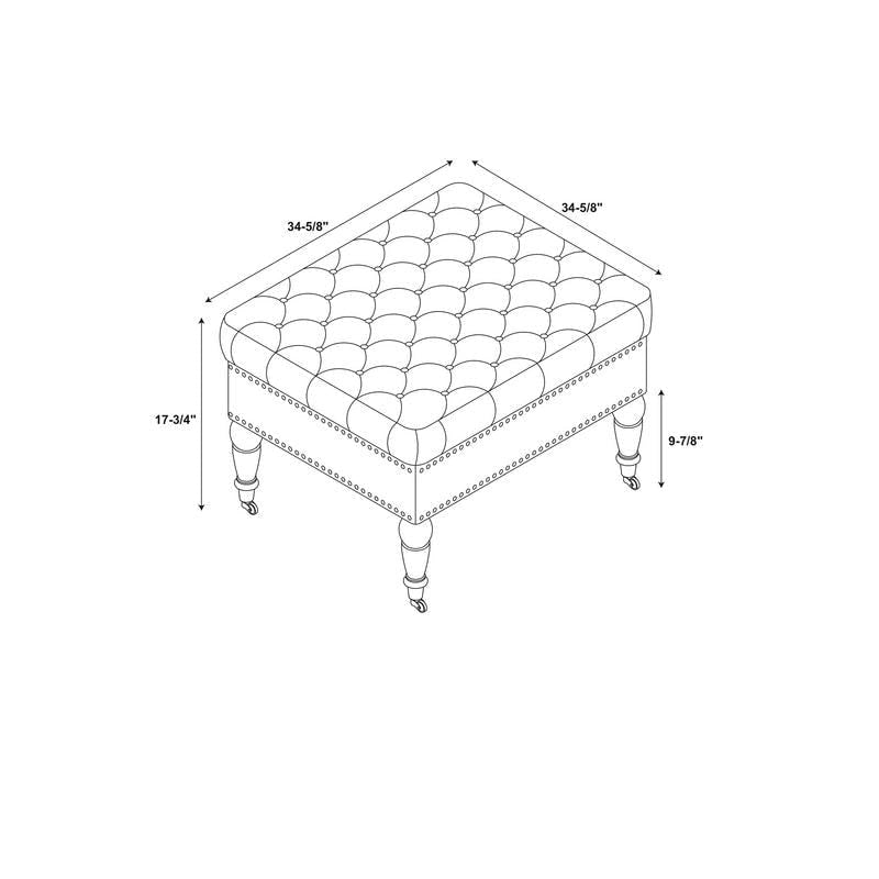 Pouf carré capitonné en velours tanné