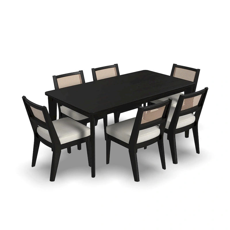 Ensemble de salle à manger rectangulaire en bois noir - 66 x 30 x 36