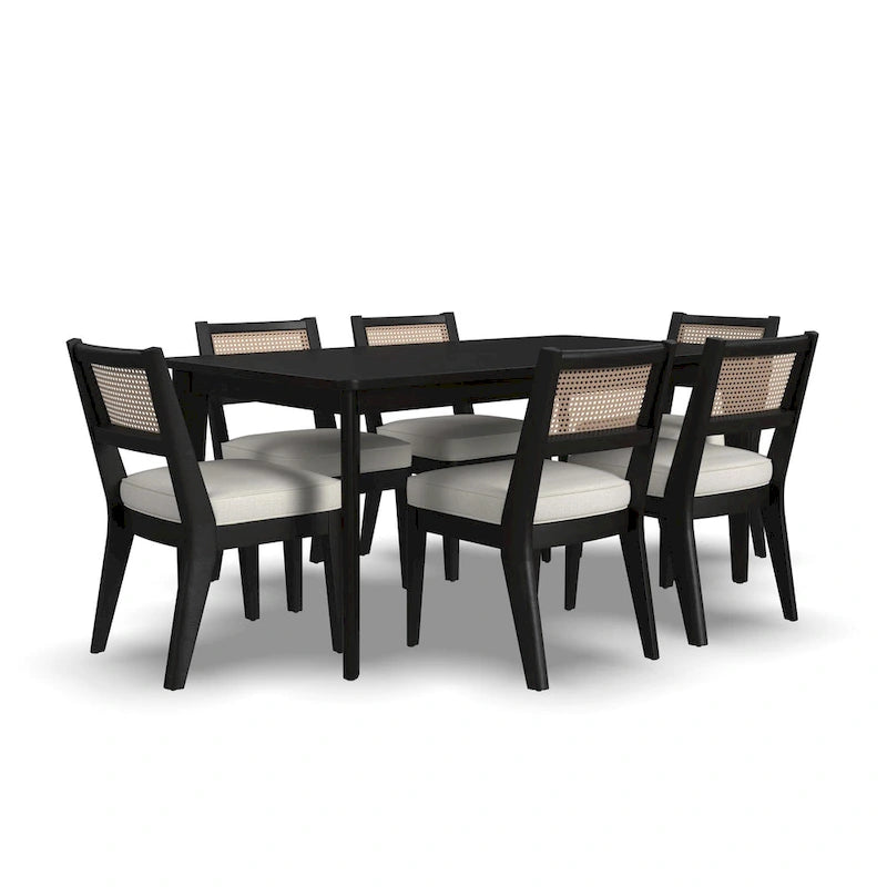 Ensemble de salle à manger rectangulaire en bois noir - 66 x 30 x 36