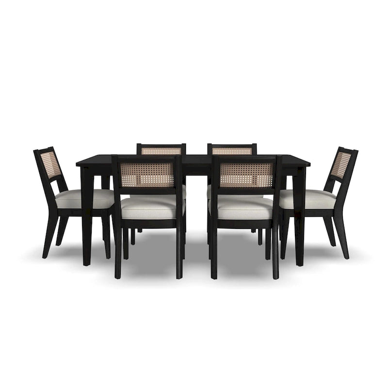 Ensemble de salle à manger rectangulaire en bois noir - 66 x 30 x 36