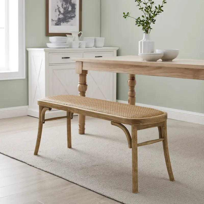 Banc de salle à manger en rotin courbé