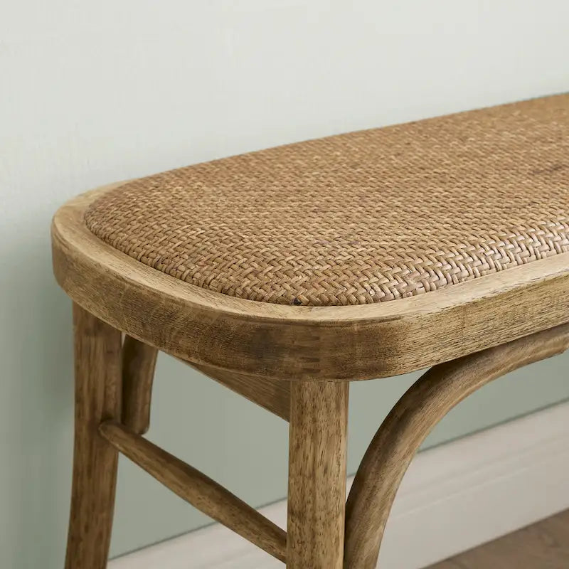Banc de salle à manger en rotin courbé