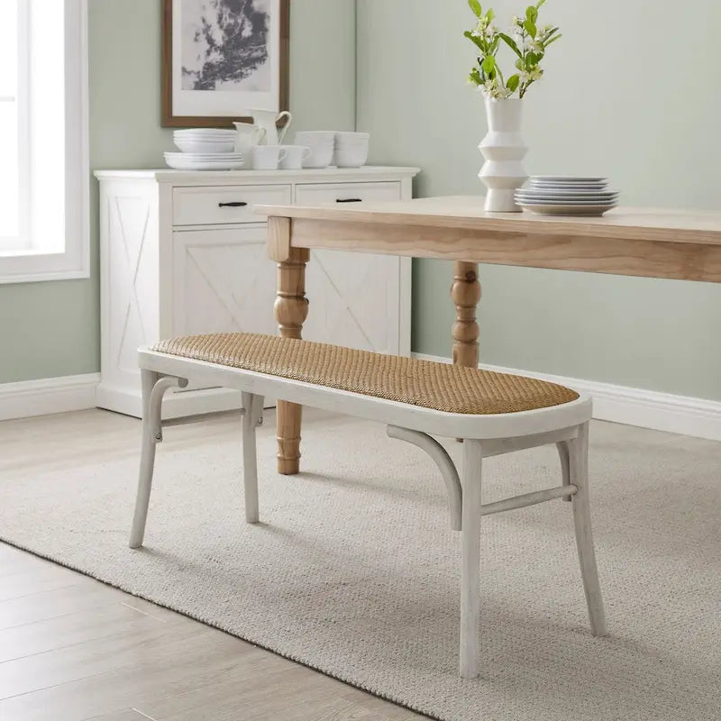 Banc de salle à manger en rotin courbé