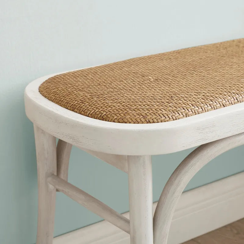 Banc de salle à manger en rotin courbé