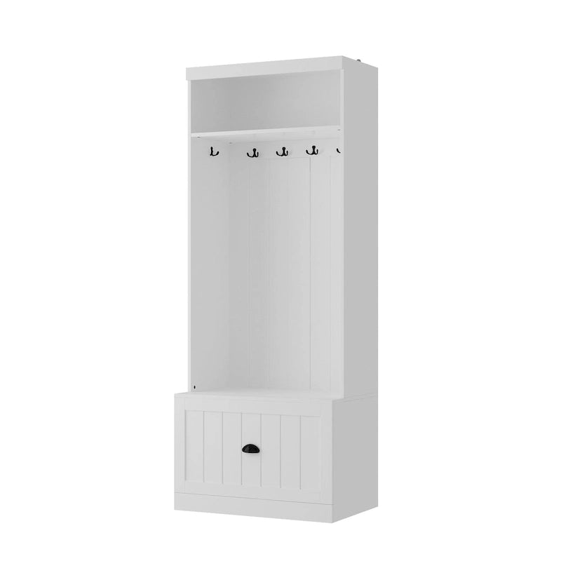 Banc de rangement d'entrée, porte-manteau et organiseur de placard 3-en-1