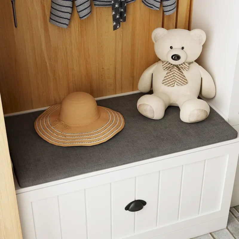 Banc de rangement d'entrée, porte-manteau et organiseur de placard 3-en-1