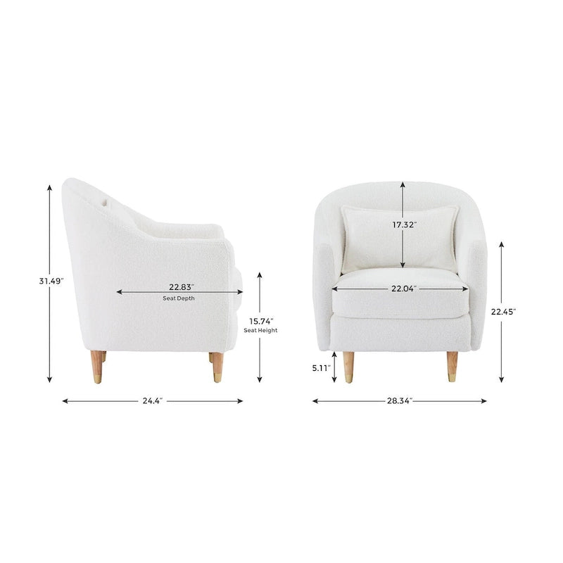 28.34W Lot de 2 fauteuils d'appoint, fauteuil barillet en velours avec pieds en bois massif