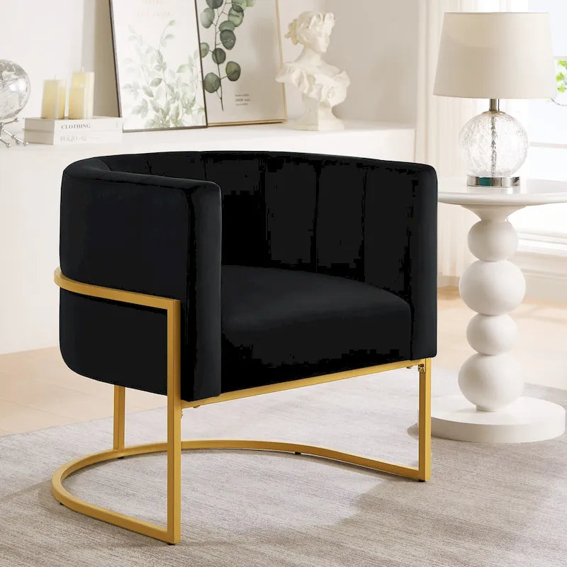 Fauteuil d'appoint avec piètement en métal doré