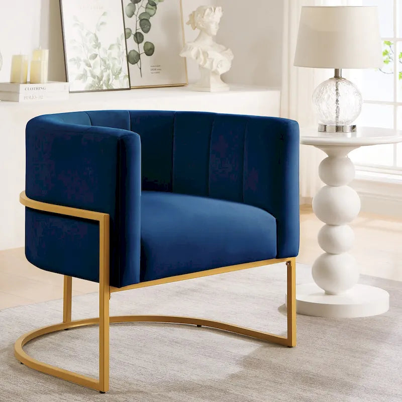 Fauteuil d'appoint avec piètement en métal doré