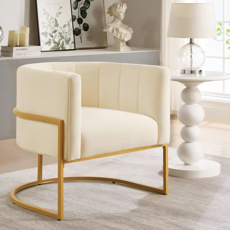 Fauteuil d'appoint avec piètement en métal doré