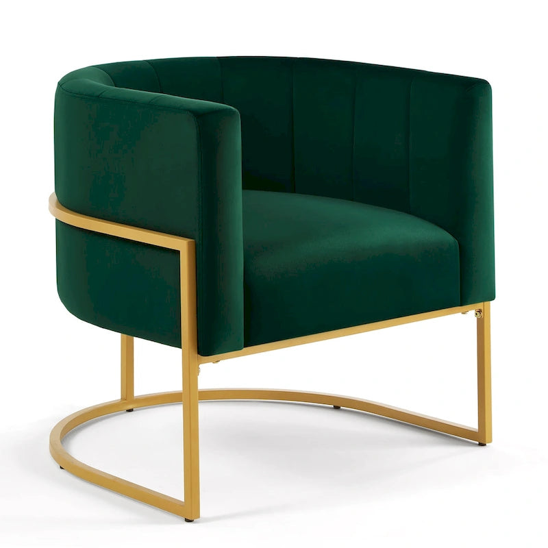 Fauteuil d'appoint avec piètement en métal doré