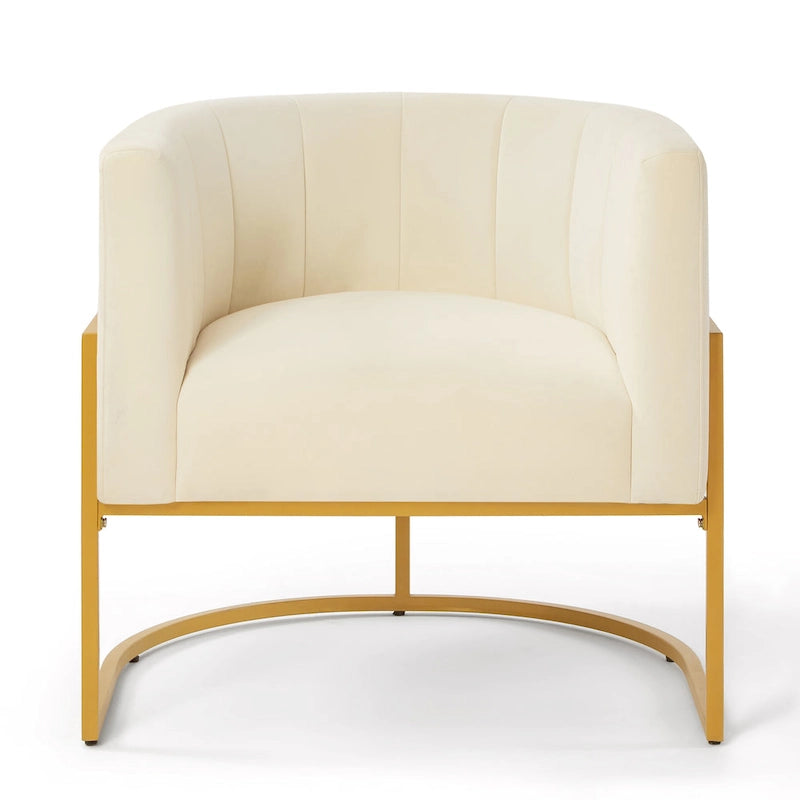 Fauteuil d'appoint avec piètement en métal doré