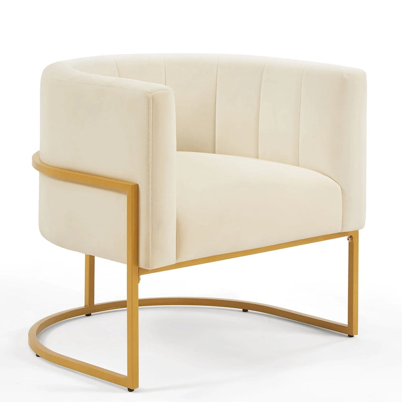 Fauteuil d'appoint avec piètement en métal doré