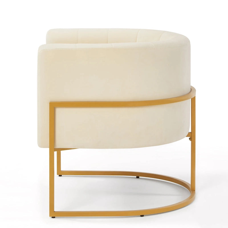 Fauteuil d'appoint avec piètement en métal doré