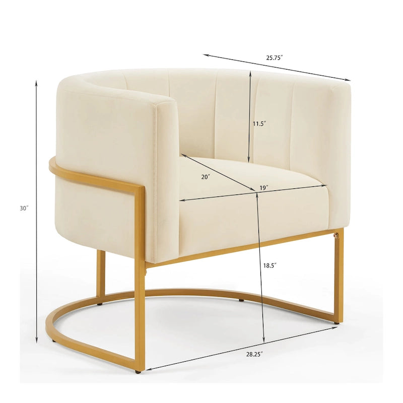 Fauteuil d'appoint avec piètement en métal doré