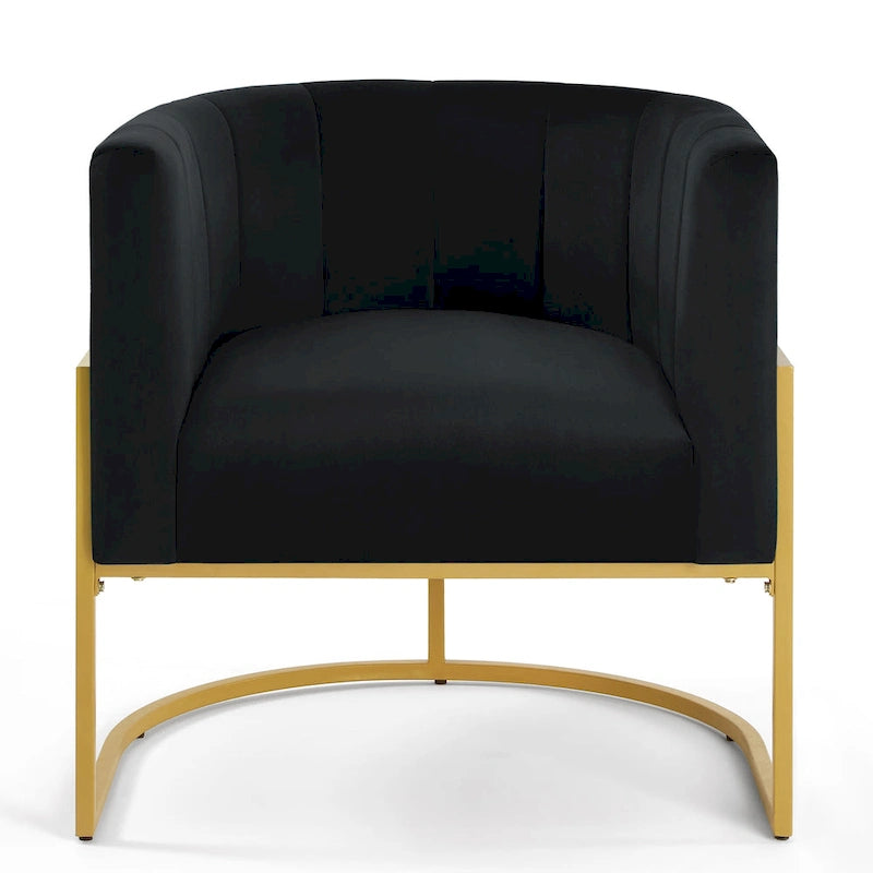 Fauteuil d'appoint avec piètement en métal doré