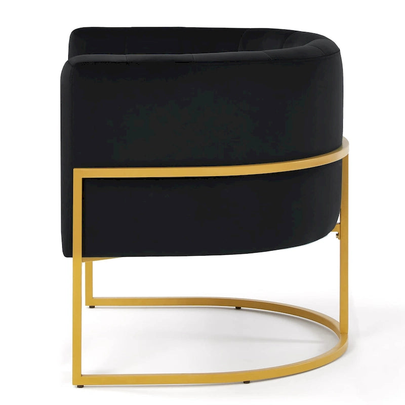 Fauteuil d'appoint avec piètement en métal doré