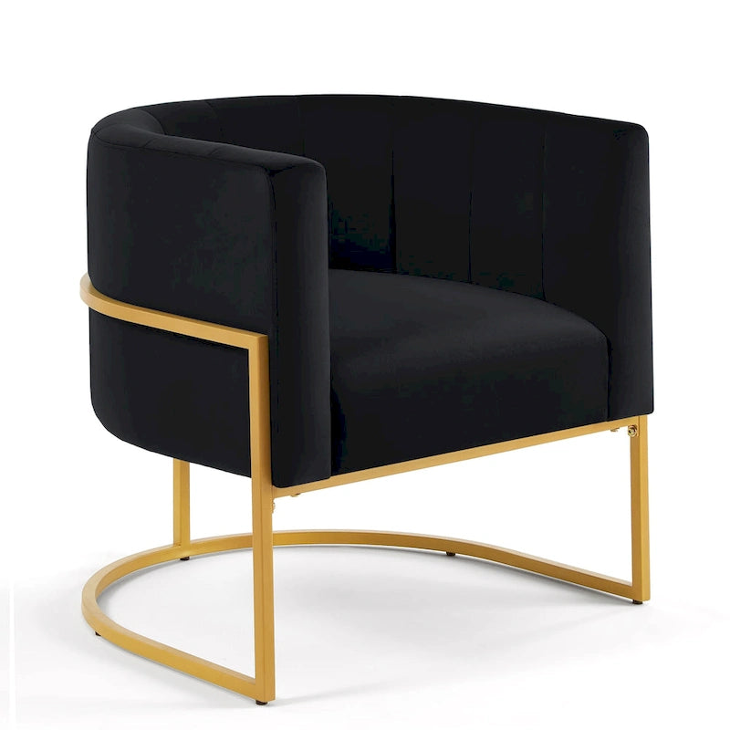 Fauteuil d'appoint avec piètement en métal doré