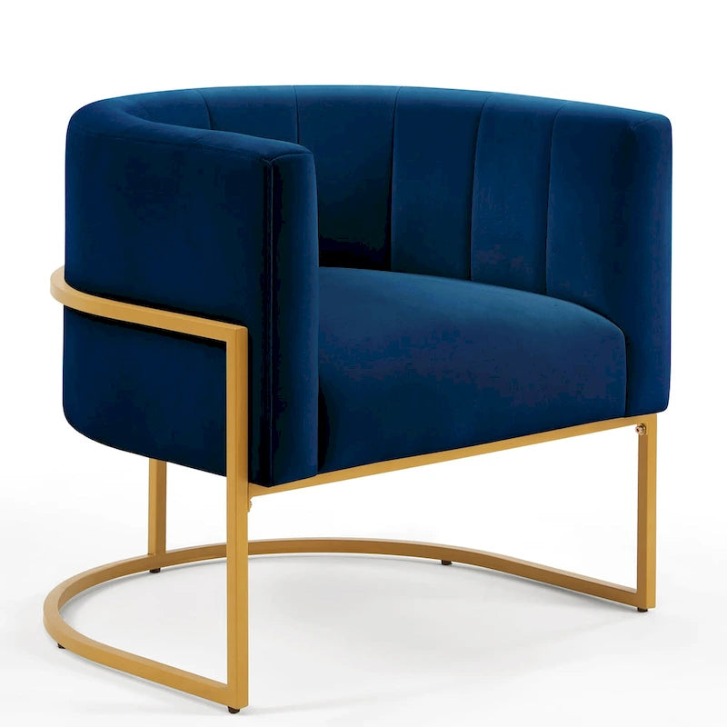 Fauteuil d'appoint avec piètement en métal doré