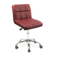 Chaise de bureau capitonnée sans accoudoirs avec coussin épais, hauteur réglable 19-25, rouge moderne - N/A